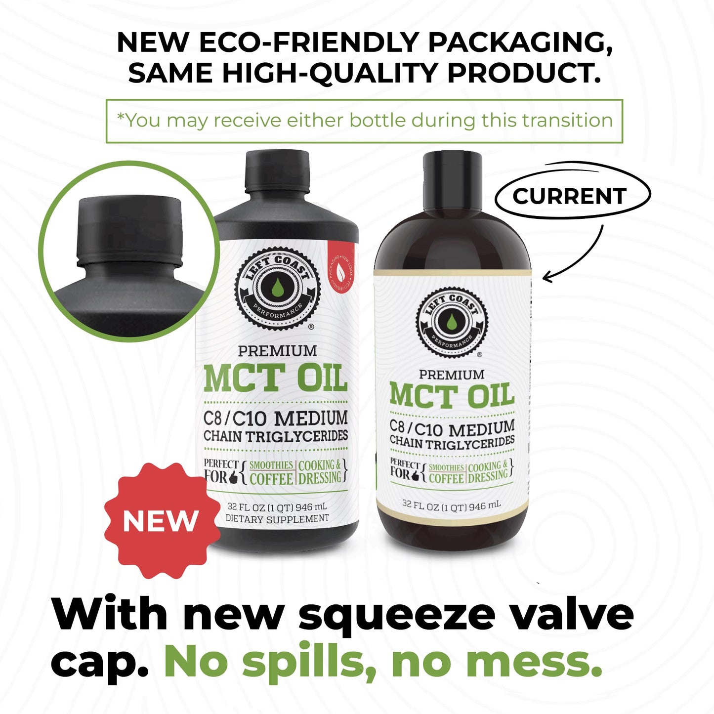 100% Coconut MCT Oil Liquid – C8 C10 for Sustained Mental Energy & Focus | Palm Free, Vegan, Keto & Paleo | 32 oz (60+ Servings)
