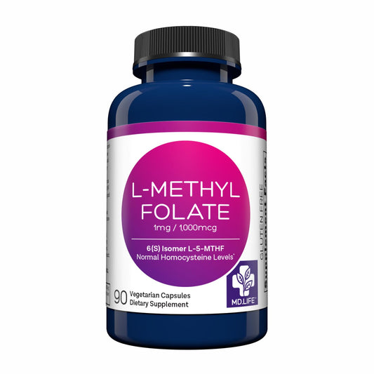 MD Life L-Methylfolate 1 mg | Professional-Grade MTHFR Support | 90 Caps BritishVita | Premium UK Vitamins & Wellness Supplements