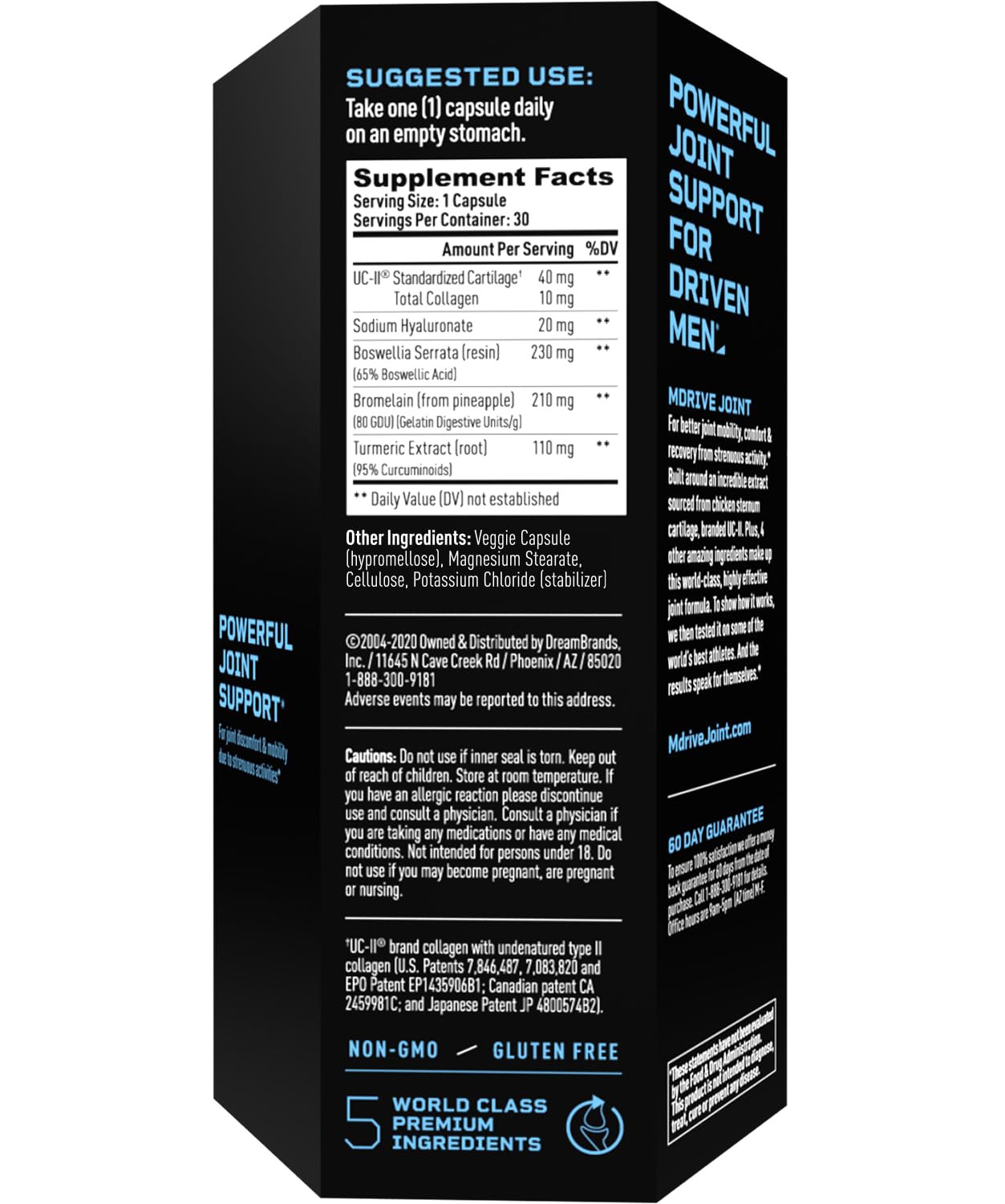 Mdrive Joint Support for Men – UC-II Collagen, Turmeric & Hyaluronic Acid – 30 Count
