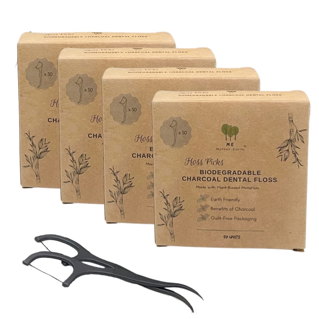 Me Mother Earth Vegan Biodegradable Dental Floss Picks – 200 Count