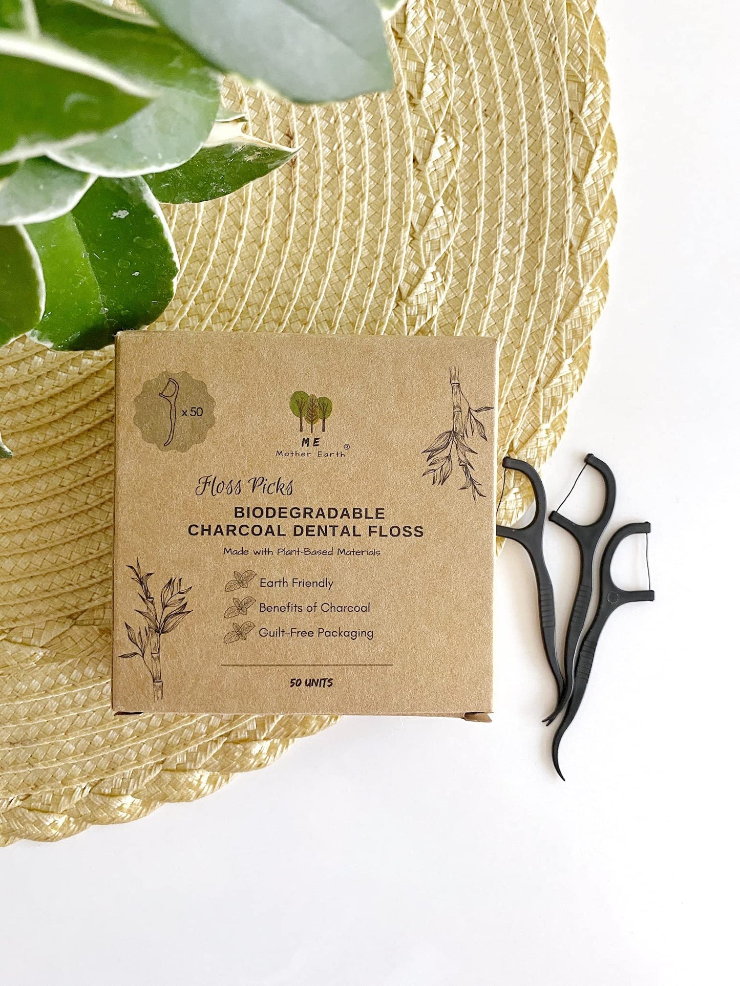 Me Mother Earth Vegan Biodegradable Dental Floss Picks – 200 Count