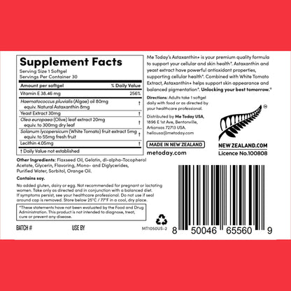 Me Today Complex Astaxanthin+ 8mg Softgels - Antioxidant Skin Health & Cellular Wellness (30 Servings)