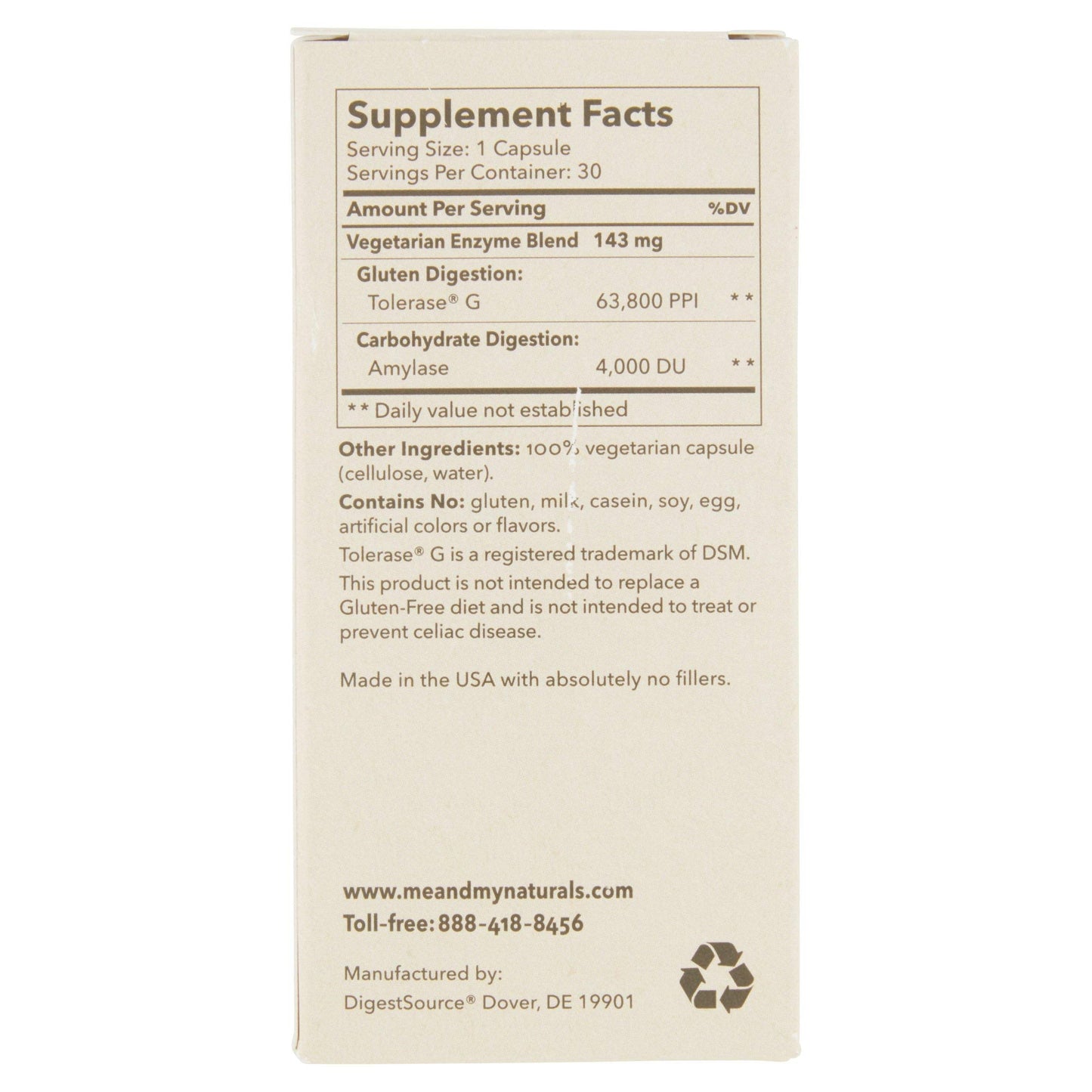 Me + My Gluten Assist Dietary Enzyme Supplement – Fast-Acting Gluten & Carbs Digestive Support