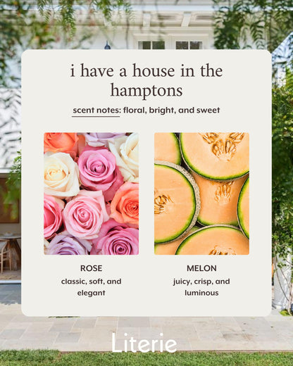 Literie NYC-Inspired Scented Candle: Hamptons Rosé & Melon, 9oz, 50h Burn