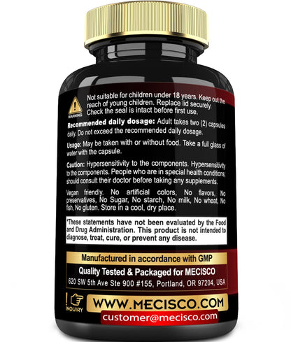 Mecisco 7000mg Glucosamine Chondroitin MSM with Immune Support – Joint & Bone Health, Immune System, Overall Health – 100 Capsules