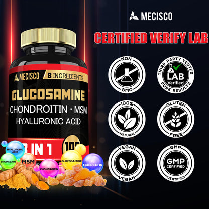 Mecisco 7000mg Glucosamine Chondroitin MSM with Immune Support – Joint & Bone Health, Immune System, Overall Health – 100 Capsules