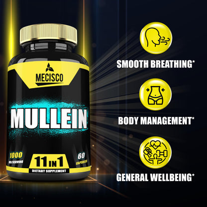 Mecisco 11in1 Mullein Leaf Capsules – Panax Ginseng, Cordyceps & More | 60 Capsules