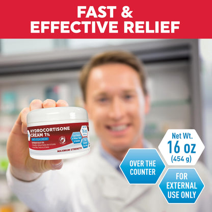 MED PRIDE 1% Hydrocortisone Cream 16oz Bulk | Maximum Strength Itch Relief for Eczema, Dermatitis & Rashes