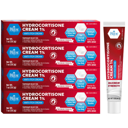MED PRIDE Hydro Cortisone Cream 1% OTC — Bulk Pack 4x1oz for Rash, Eczema & Bug Bites