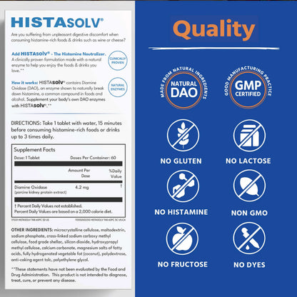 Medagel HISTAsolv Extra Strength DAO Enzyme for Histamine Intolerance – 60 Pack (Austria) BritishVita | Premium UK Vitamins & Wellness Supplements
