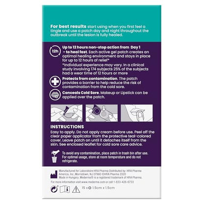 Mederma Cold Sore Discreet Healing Patch | Hydrocolloid Gel for Fast Healing, Pain Relief, Concealment (30 Patches)