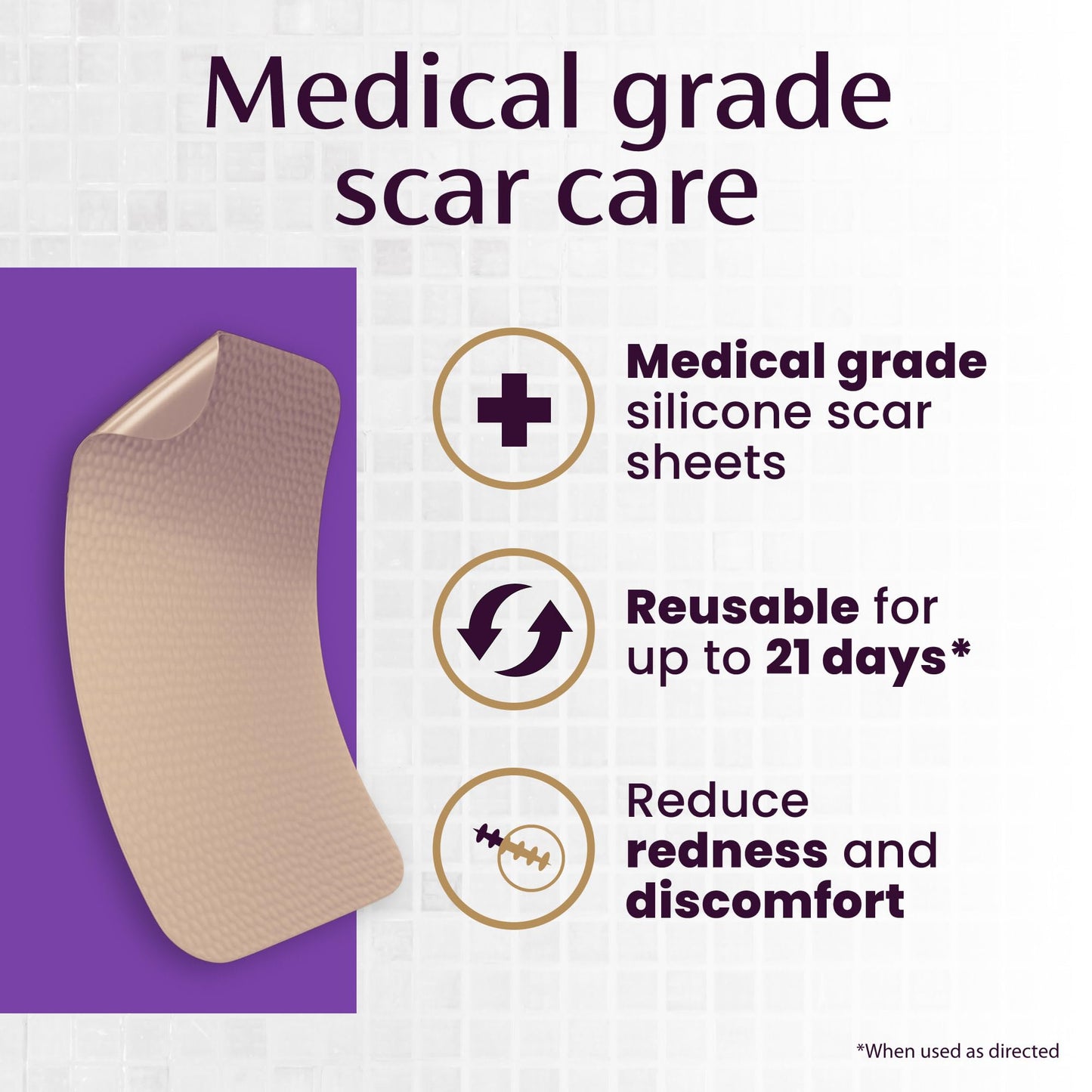 Mederma Medical Grade Silicone Scar Sheets – Breathable, Flexible, 4-Count