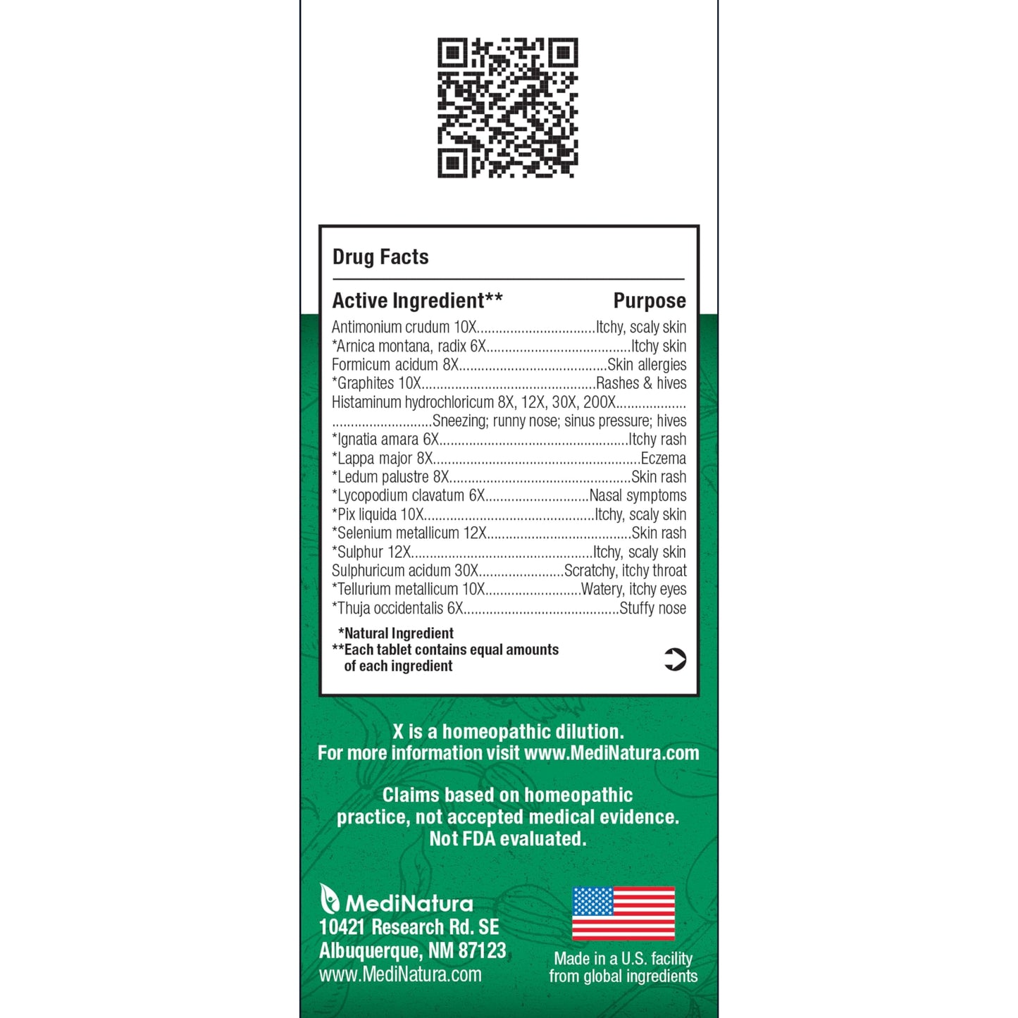 MediNatura BHI Allergy Relief – Natural Multi-Symptom, Non-Drowsy (100 Tablets)