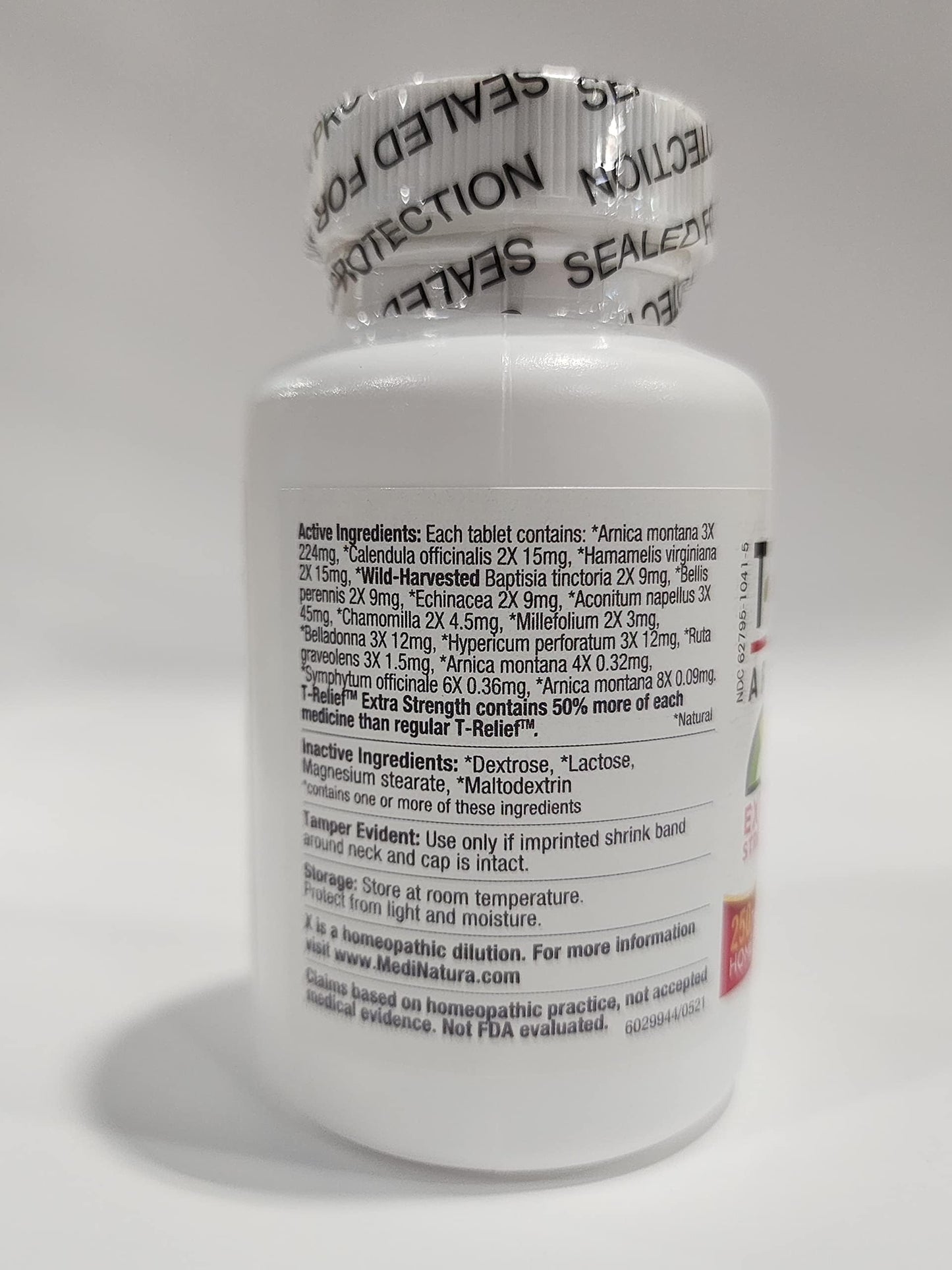 MediNatura T-Relief: Extra Strength Arnica & 12 Natural Actives for Joint & Muscle Aches | 250 Tablets