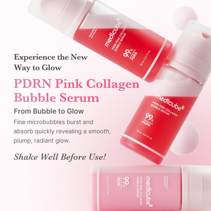 Medicube PDRN Pink Collagen Bubble Serum – Bubble-to-Glow, 99% PDRN Purity & Low-Molecular Collagen