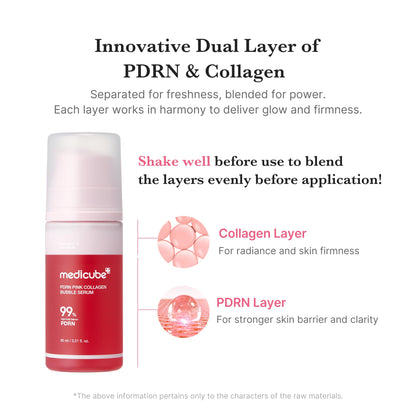 Medicube PDRN Pink Collagen Bubble Serum – Bubble-to-Glow, 99% PDRN Purity & Low-Molecular Collagen