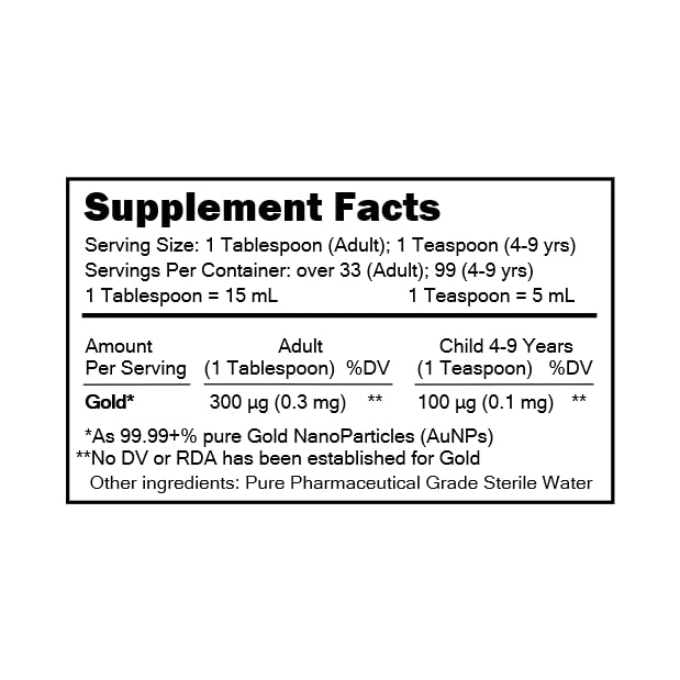MediGOLD True Colloidal Gold AuNP – 500 mL Nutritional Supplement (Clear Bottle)
