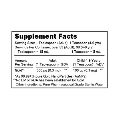 MediGOLD True Colloidal Gold AuNP – 500 mL Nutritional Supplement (Clear Bottle)