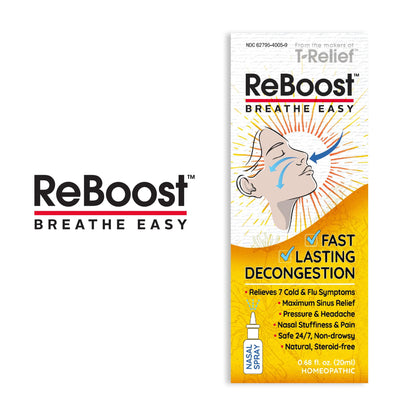 MediNatura ReBoost Breathe Easy Decongestion Nasal Spray – Fast-Acting Natural Homeopathic Relief (0.68 oz)