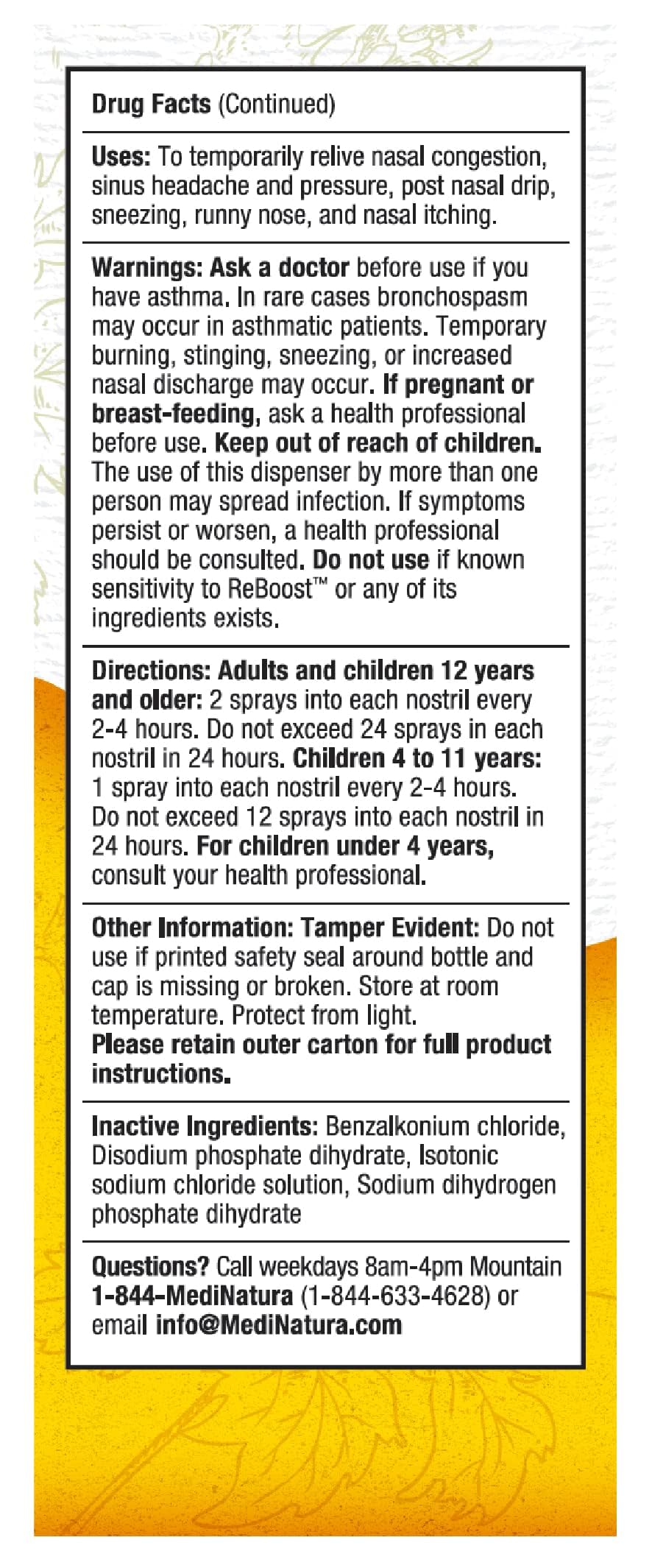 MediNatura ReBoost Breathe Easy Decongestion Nasal Spray – Fast-Acting Natural Homeopathic Relief (0.68 oz)