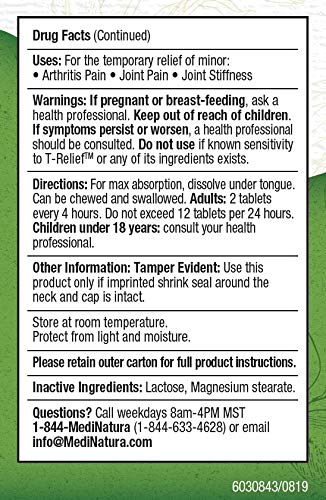MediNatura T-Relief Extra Strength Arthritis Pain Reliever — Arnica +12 Natural Medicines | 300 Tablets (Pack of 3)