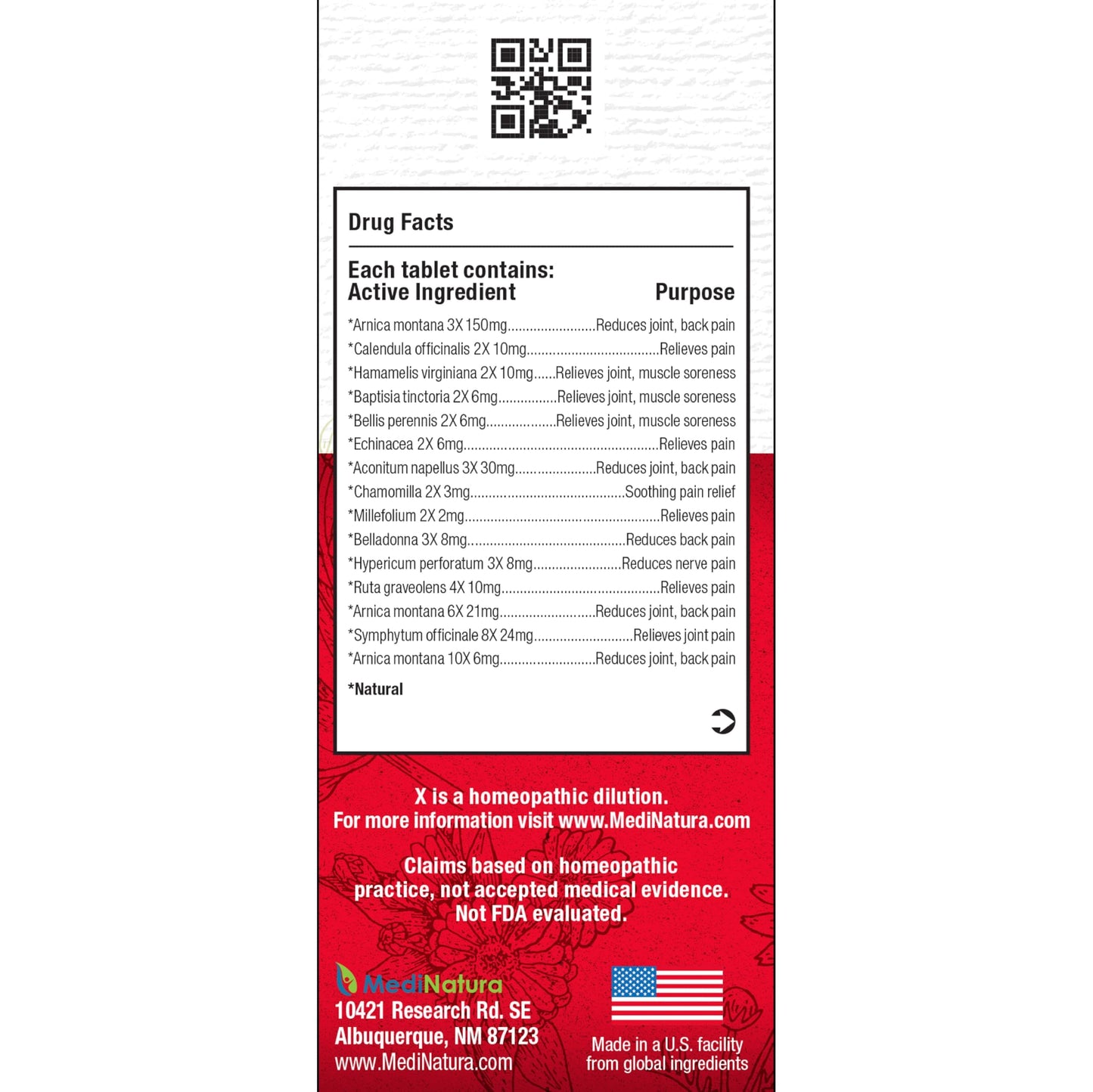 MediNatura T-Relief Arnica +12 Natural Relieving Actives - 3 Pack, 100 Tablets