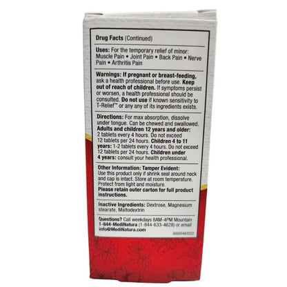 MediNatura T-Relief Extra-Strength Arnica +12 Actives – Back Pain & Muscle Aches, 100 Tablets (2 Pack)
