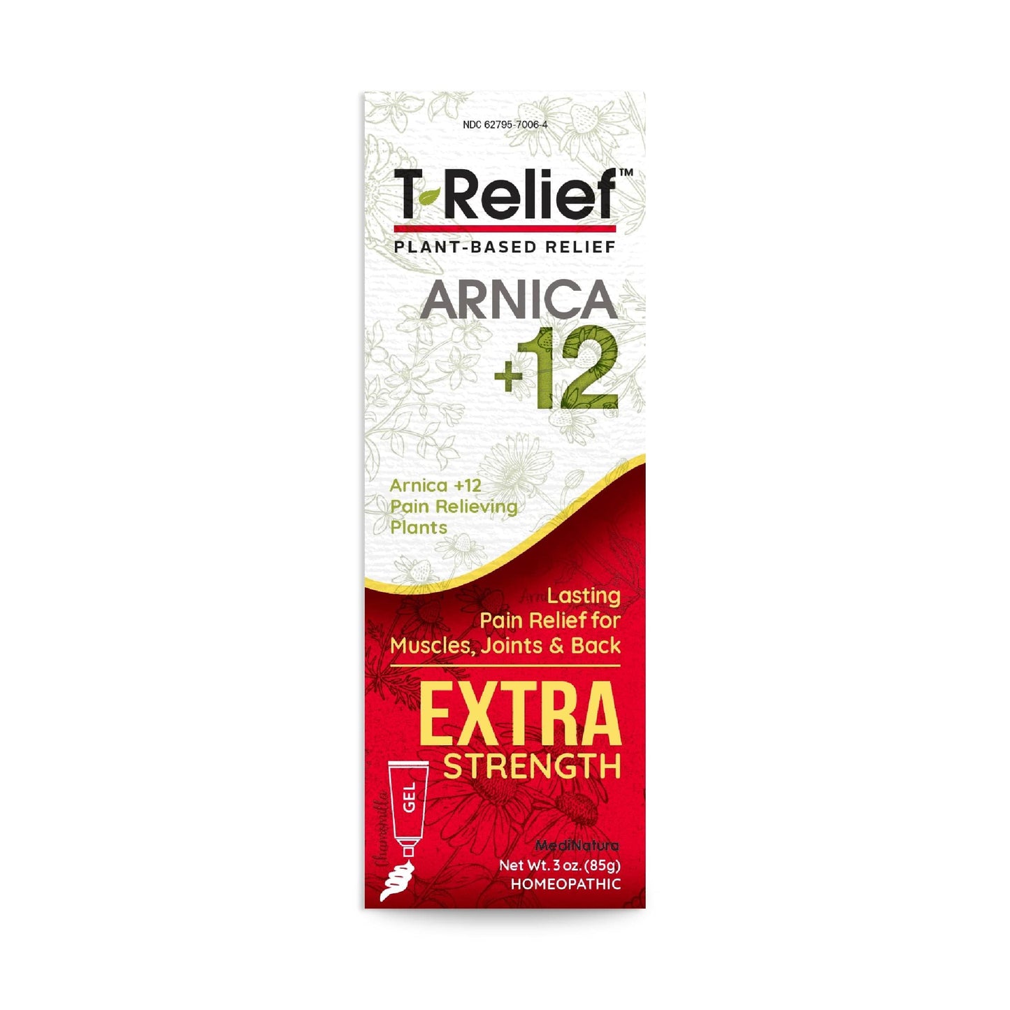 MediNatura T-Relief Extra Strength Arnica Gel – 12 Natural Actives for Back, Joints & Muscles (3 oz)