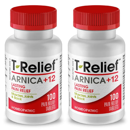 MediNatura T-Relief Pain - Plant-Based Arnica Chewables for Minor Muscle & Joint Comfort | 2-Pack