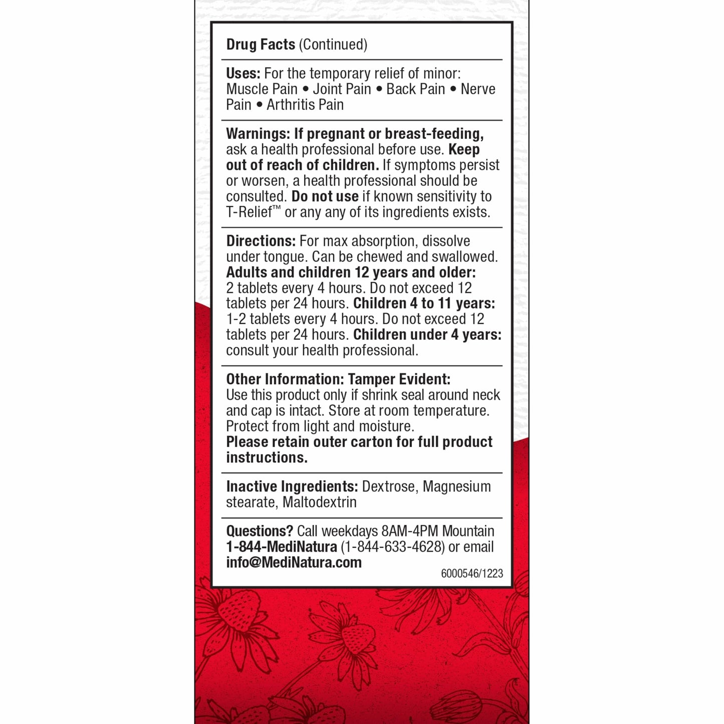 MediNatura T-Relief Pain - Plant-Based Arnica Chewables for Minor Muscle & Joint Comfort | 2-Pack