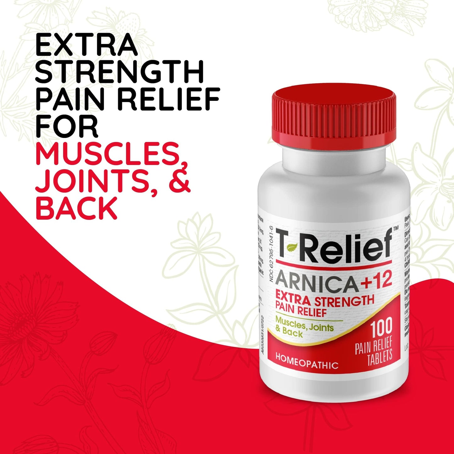MediNatura T-Relief Extra-Strength Arnica +12 Actives – Back Pain & Muscle Aches, 100 Tablets (2 Pack)