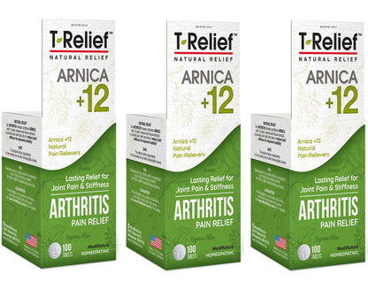 MediNatura T-Relief Extra Strength Arthritis Pain Reliever — Arnica +12 Natural Medicines | 300 Tablets (Pack of 3)