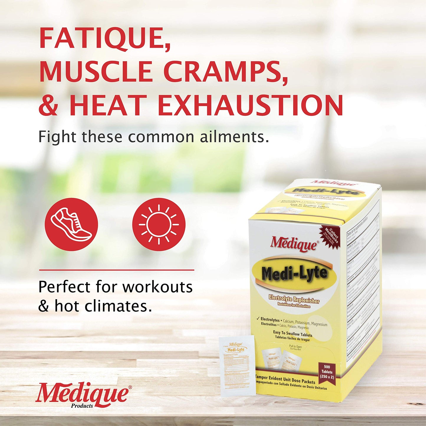 Medique Medi-Lyte Electrolyte Tablets with Potassium Chloride for Cramps - 100 Tablets