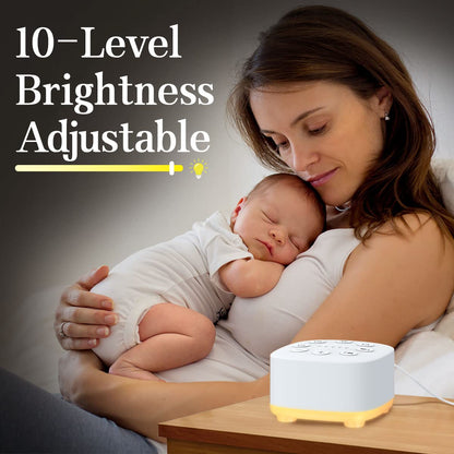 Meditation White Noise Sound Machine – 30 Sounds, 32 Volume Levels, 12 Night Light, Portable