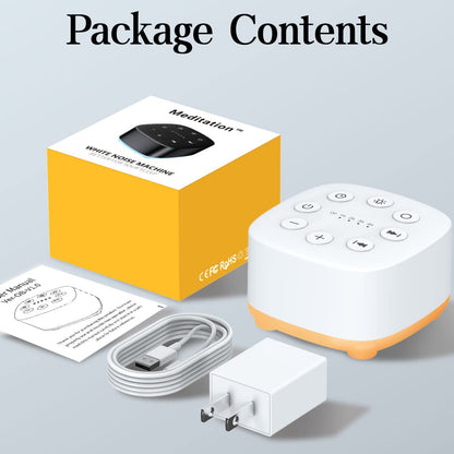 Meditation White Noise Sound Machine – 30 Sounds, 32 Volume Levels, 12 Night Light, Portable