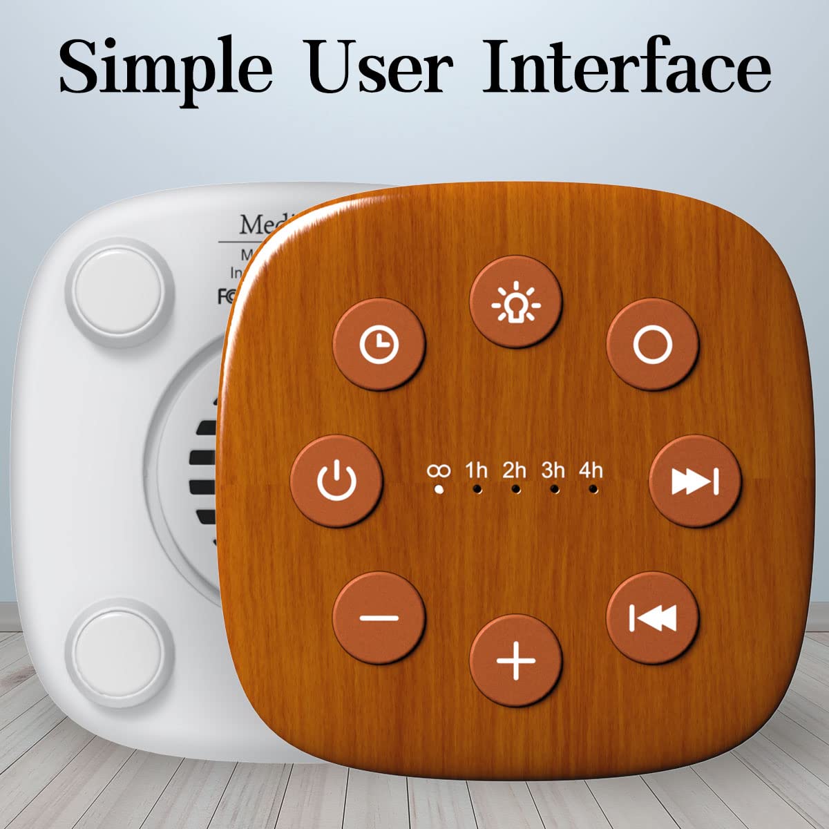 Meditation White Noise Machine — 30 Sounds, 12 Night Light Levels, Travel-Friendly Sleep Aid (Wood Grain)