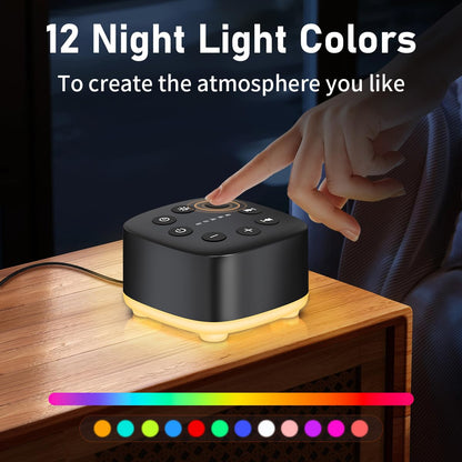 Meditation White Noise Sound Machine — 30 Sounds, 32-Stage Volume, 12 Night Light, Travel-Ready