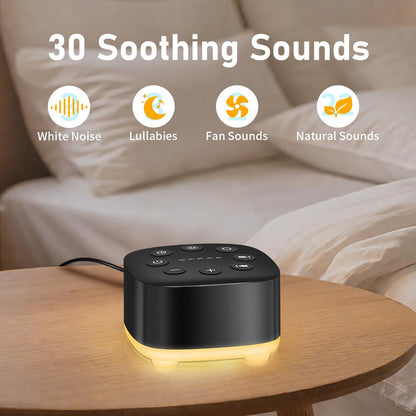Meditation White Noise Sound Machine — 30 Sounds, 32-Stage Volume, 12 Night Light, Travel-Ready