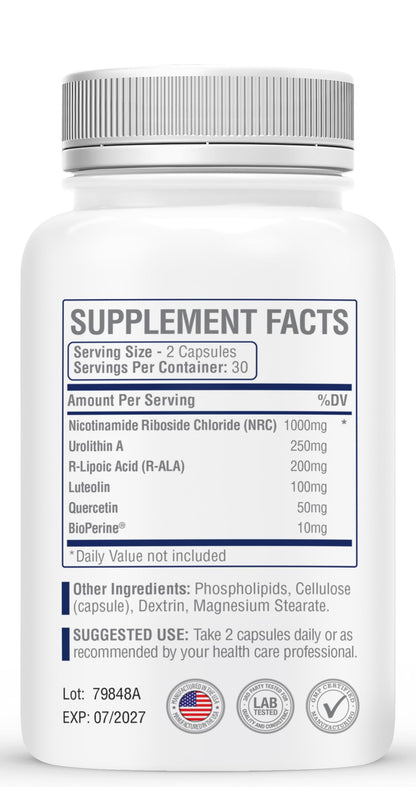 MEDIWEL N-Stac2 NAD+ Supplement – 1000mg NR + Urolithin A, 60 Capsules