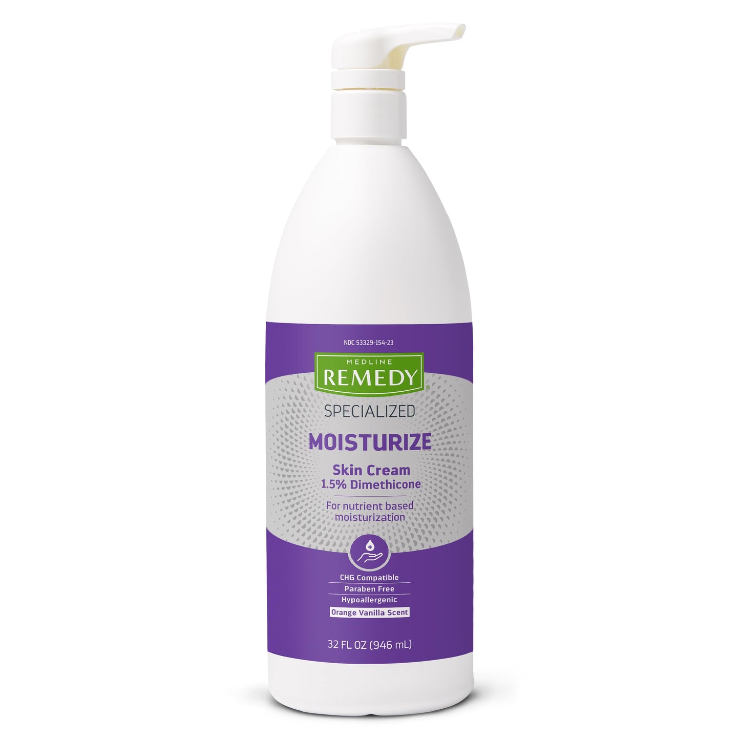Medline Remedy Specialized Skin Cream (32 oz) – Nourishing, Hypoallergenic Lotion with 1.5% Dimethicone (Orange Vanilla)