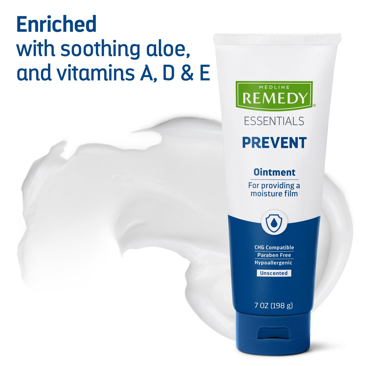 Medline Remedy Essentials Ointment - Unscented, Hypoallergenic Incontinence Skin Care (7 oz Tube, 12 Count)