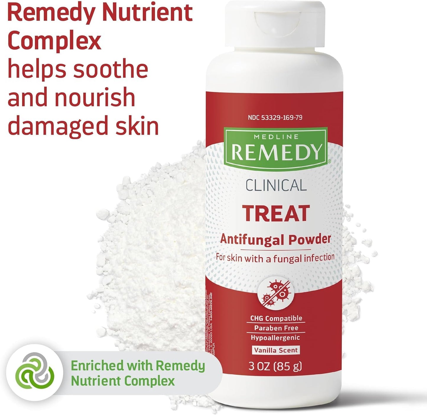 Medline Remedy Phytoplex Antifungal Powder with Miconazole Nitrate - Lightly Scented, 3 oz