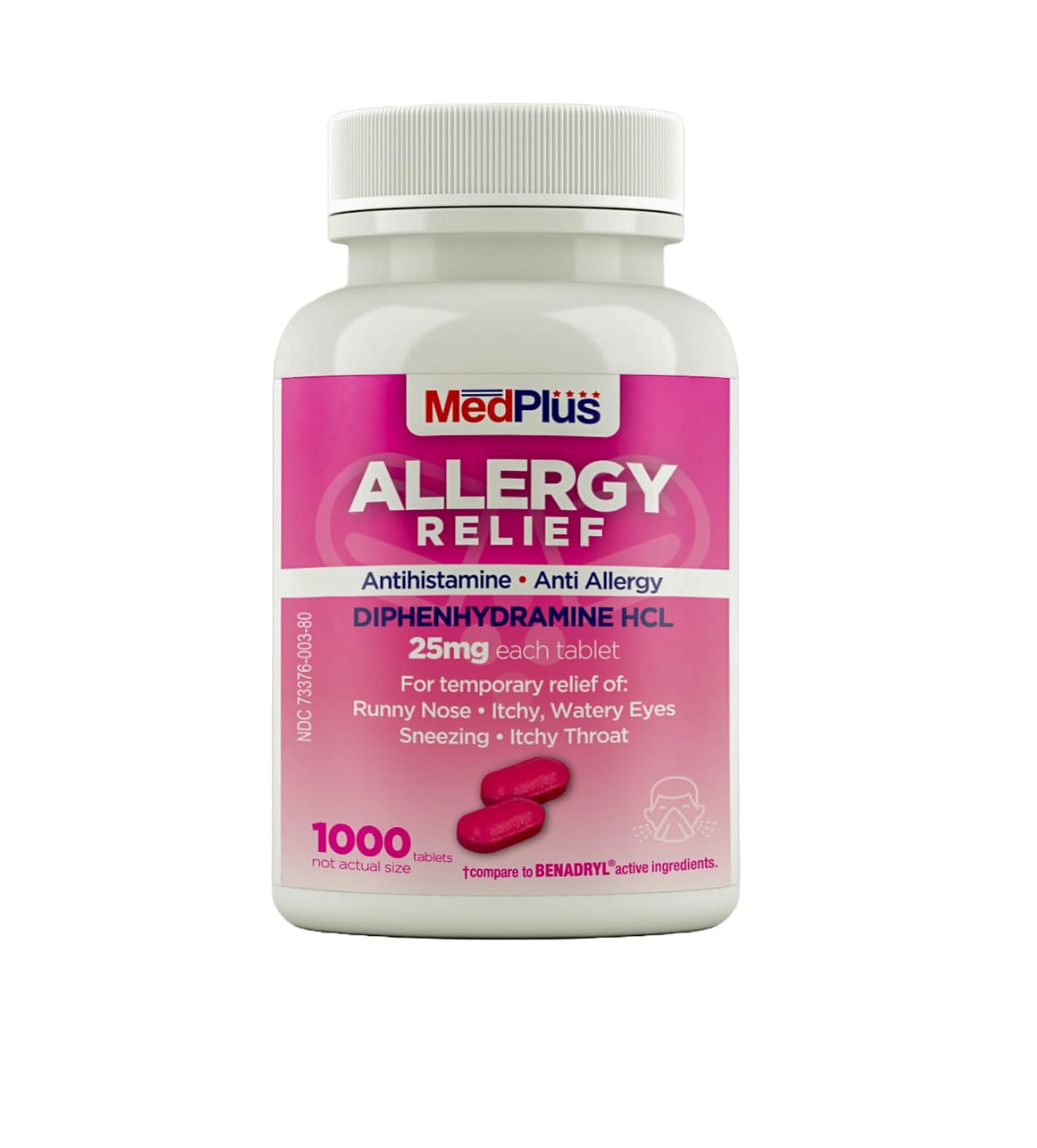 MedPlus Allergy Relief Medicine 25 mg – 1000 Tablets | Diphenhydramine HCl | Made in USA