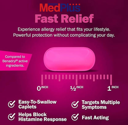 MedPlus Allergy Relief Medicine 25 mg – 1000 Tablets | Diphenhydramine HCl | Made in USA