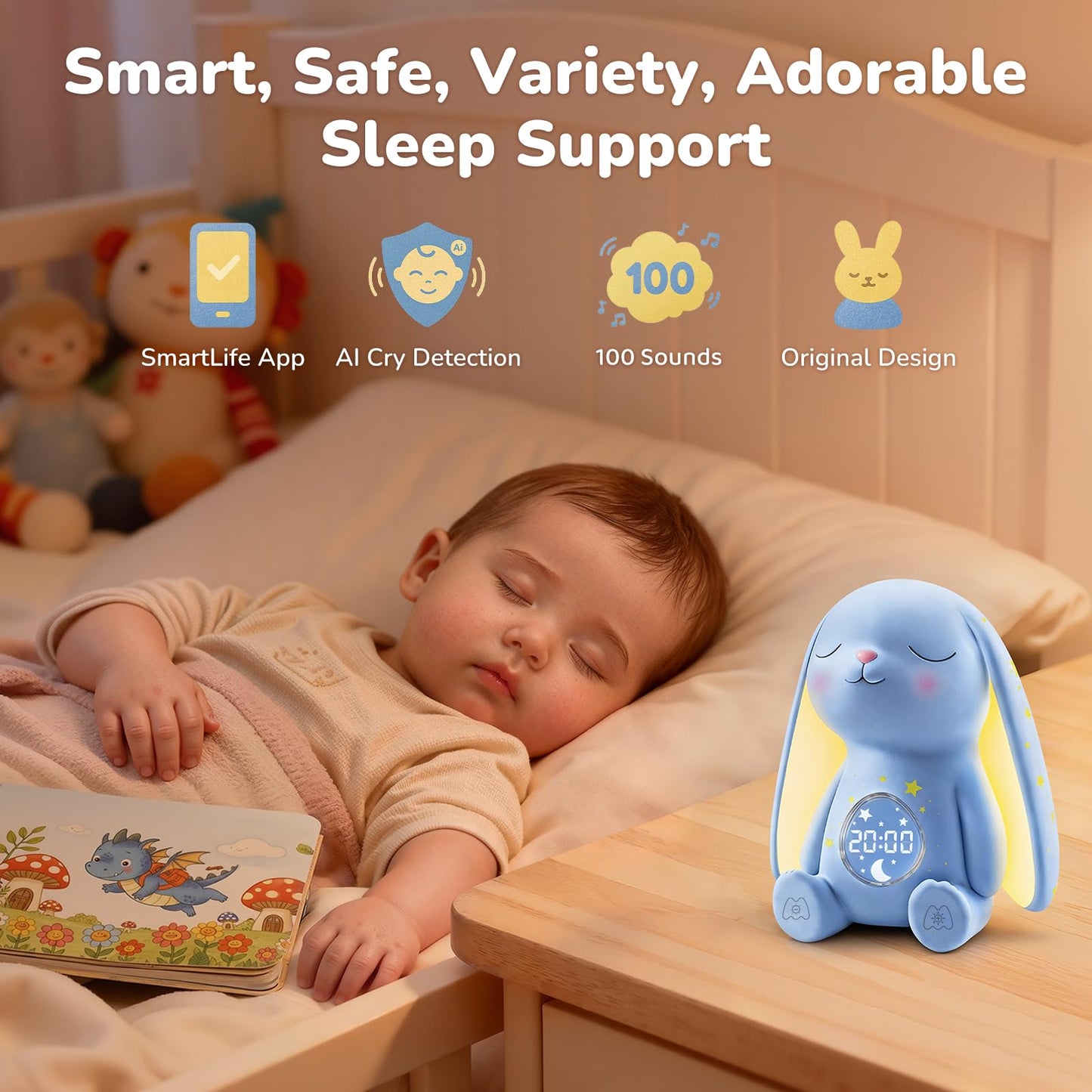 Mewaii White Noise Machine for Baby | 2025 Mom's Choice Awards Edition, 100 Sounds, Cry Detection, App Control, Night Light
