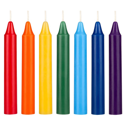 Mega Candles 7-Piece Unscented Chakra Taper Candles | Hand-Poured, 5in x 3/4in