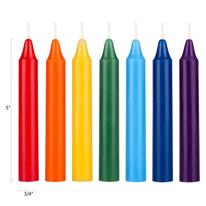 Mega Candles 7-Piece Unscented Chakra Taper Candles | Hand-Poured, 5in x 3/4in