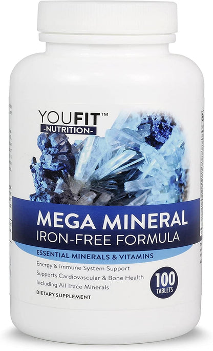 Mega Minerals Supplement by Youfit Nutrition - 72 Trace Minerals, Iron Free