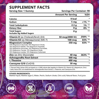 Mega16-in-1 Magnesium Glycinate Sleep Gummies for Women | High-Absorption Formula