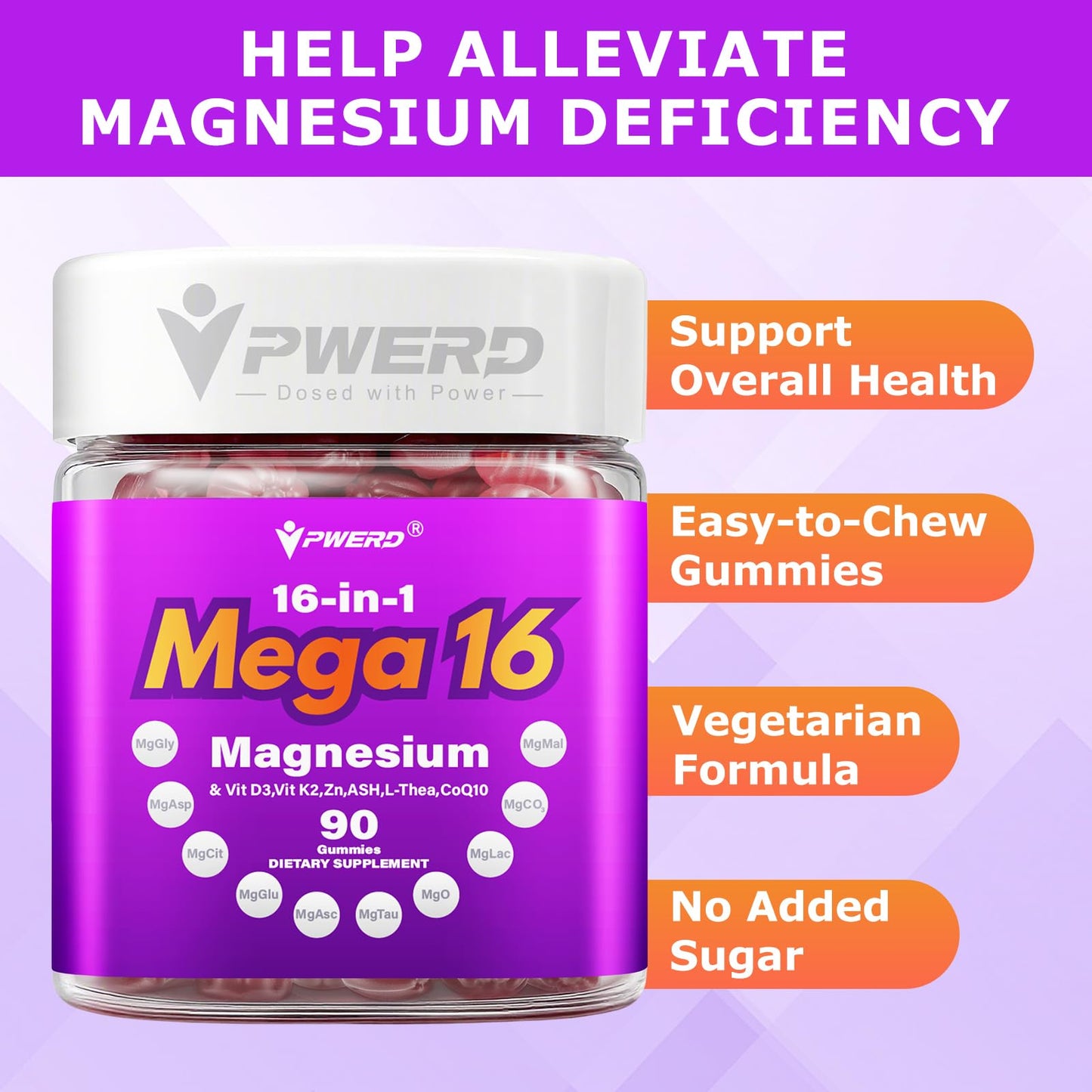 Mega16-in-1 Magnesium Glycinate Sleep Gummies for Women | High-Absorption Formula